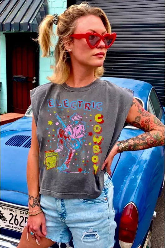 NEW!! "Electric Cowboy" Oversized Muscle Tee sold by Glitzy Bella