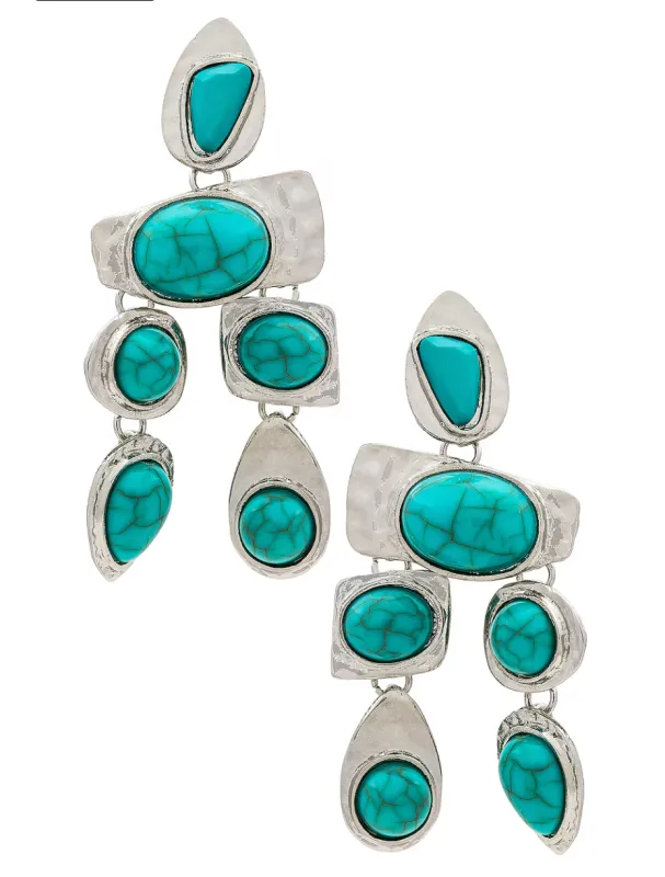 NEW!! Cascais Earrings in Turquoise w/ Silver Backing sold by Glitzy Bella