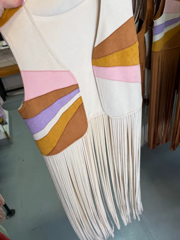 BEST SELLER!! "Desert Sun" Suede Fringe Shawl Vest sold by Glitzy Bella