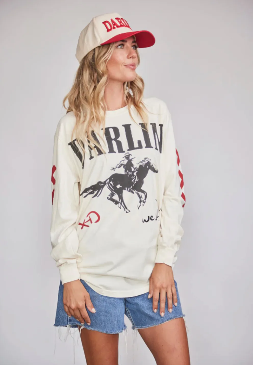 NEW!! DARLIN Trucker Hat in Cream/Red sold by Glitzy Bella product image thumbnail 5