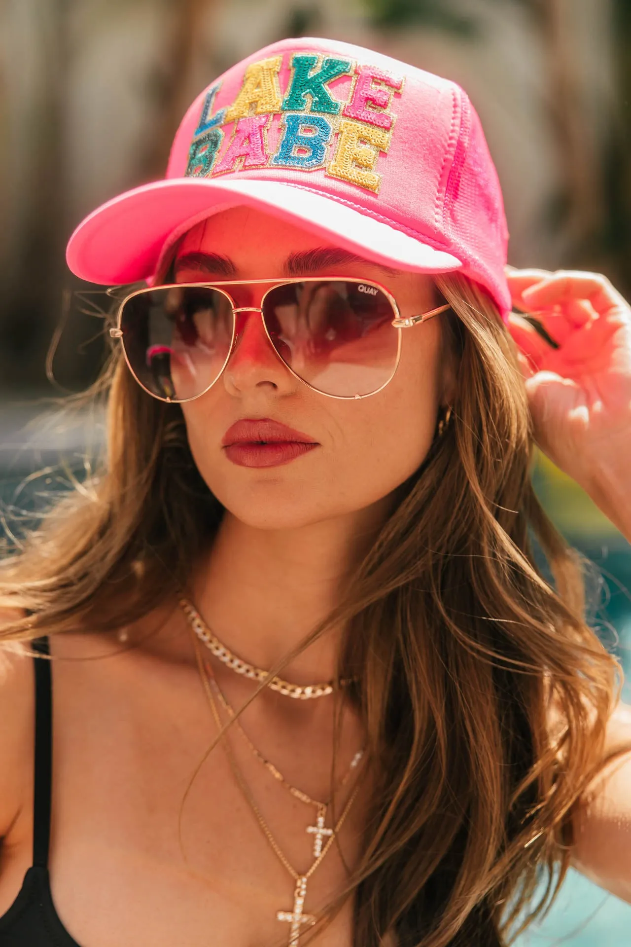 NEW!! Lake Babe Trucker Hat in Pink or Black sold by Glitzy Bella product image thumbnail 2