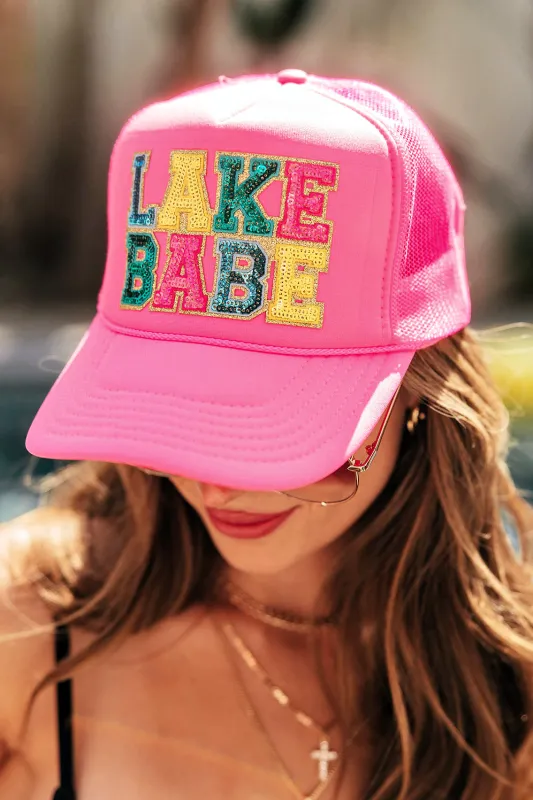 NEW!! Lake Babe Trucker Hat in Pink or Black sold by Glitzy Bella