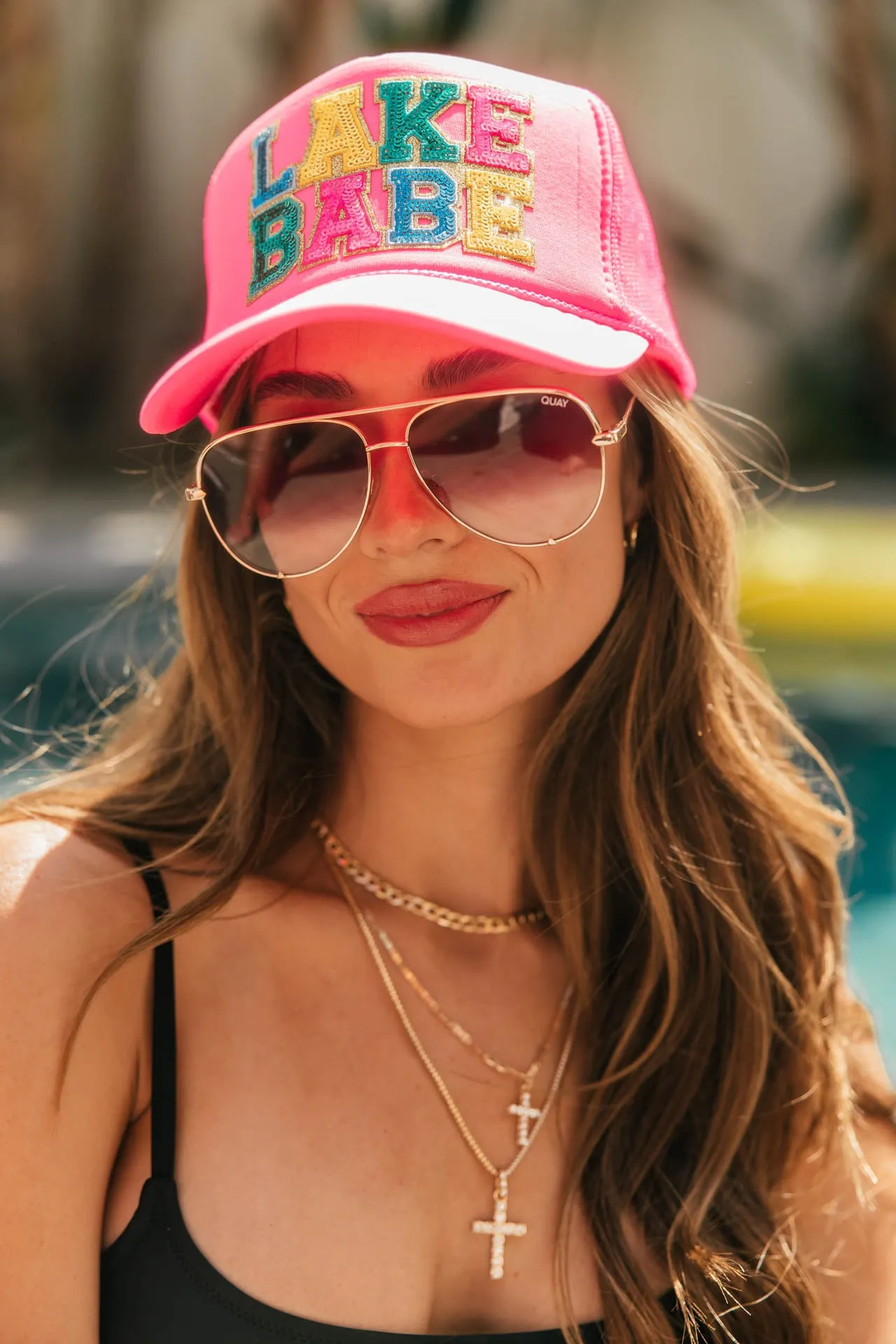 NEW!! Lake Babe Trucker Hat in Pink or Black sold by Glitzy Bella product image thumbnail 3