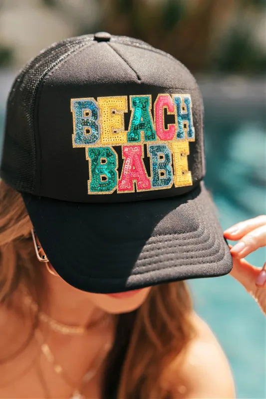 NEW!! Beach Babe Trucker Hat in Black sold by Glitzy Bella