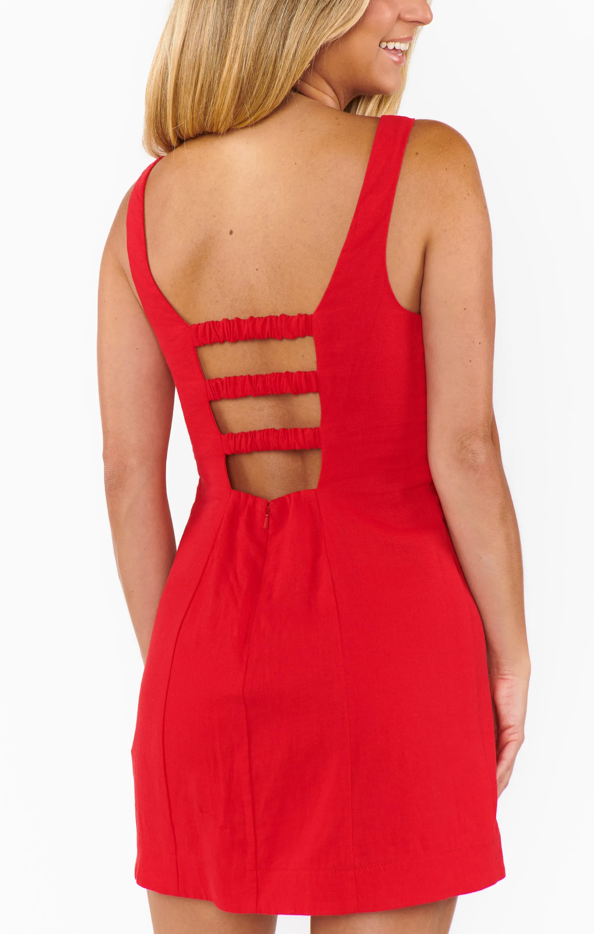 NEW!! Steph Linen Mini Dress in Red sold by Glitzy Bella product image thumbnail 4