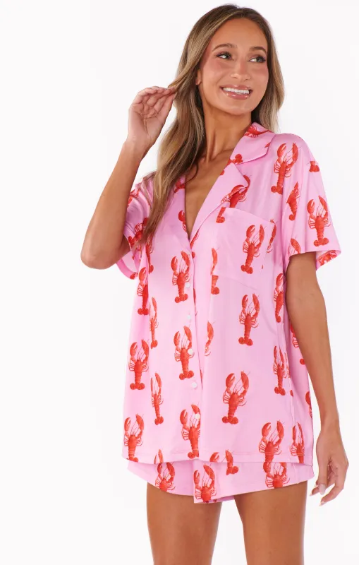 FINAL SALE!! Sunday Morning Pj Set in Pink Lobster sold by Glitzy Bella