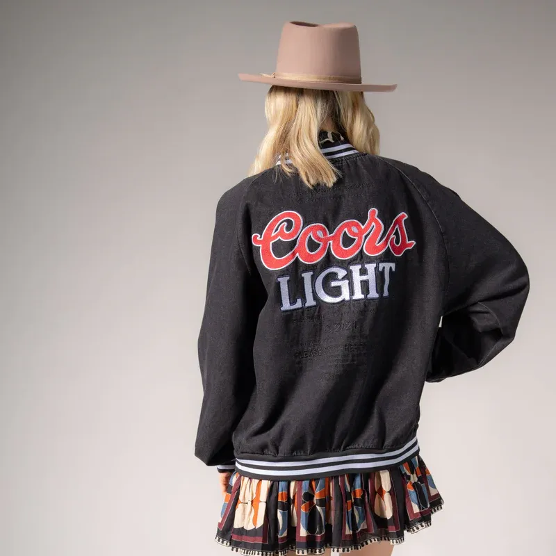 LICENSED!! The "Coors Light" Official Denim Bomber Jacket sold by Glitzy Bella product image thumbnail 4