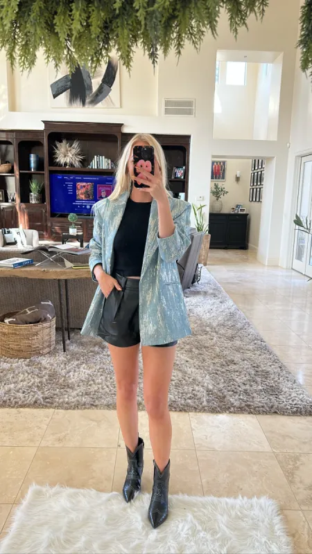 NEW!! Denim Multi Sequin Blazer sold by Glitzy Bella