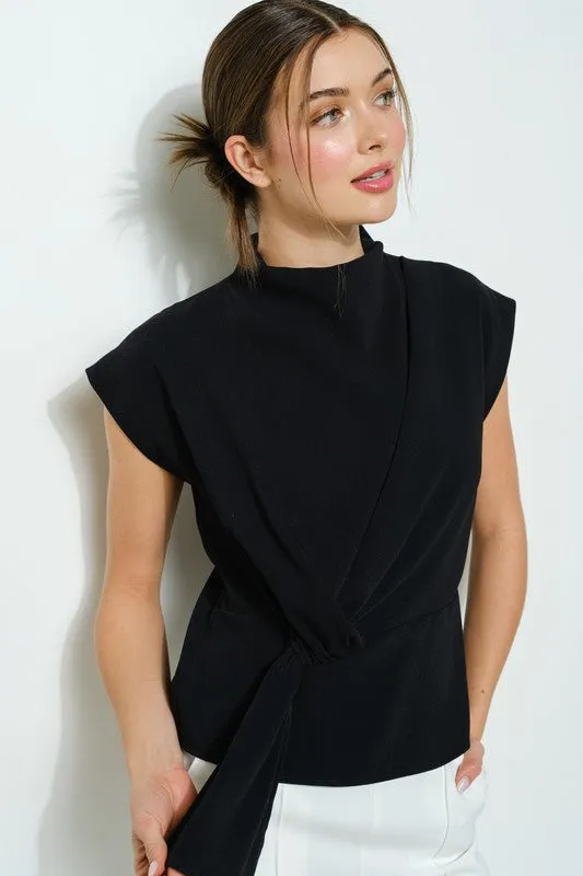 FINAL SALE!! "Kassidy" Mock Neck Top in Black sold by Glitzy Bella