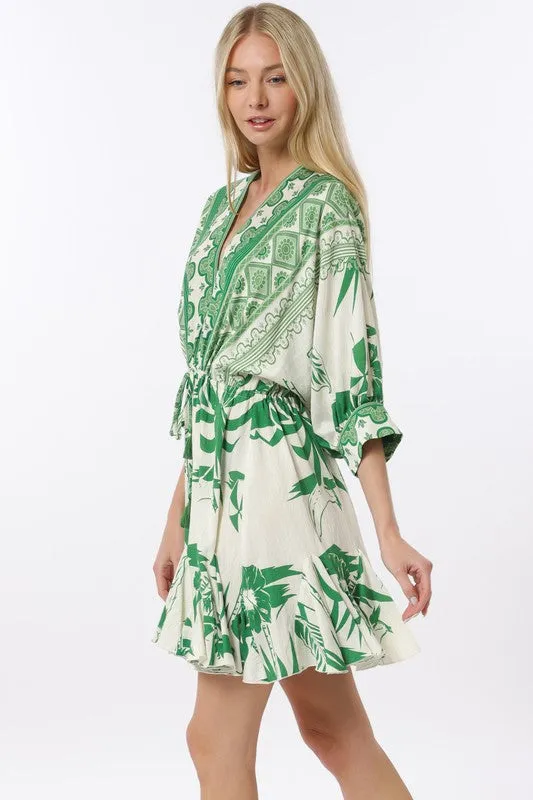 NEW!! "Tuscany" Floral Tassel Mini Dress in Green sold by Glitzy Bella product image thumbnail 4