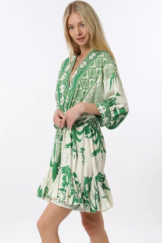 NEW!! "Tuscany" Floral Tassel Mini Dress in Green sold by Glitzy Bella product image thumbnail 3