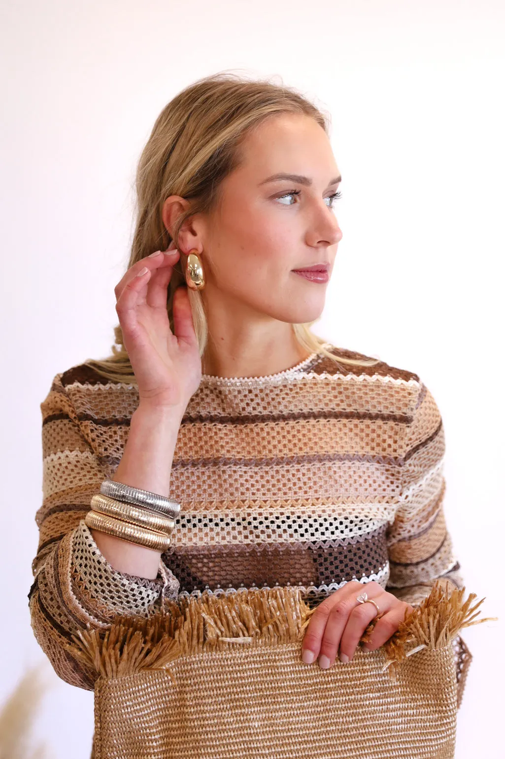 NEW!! “Riley” Gold Chunky Hoop sold by Glitzy Bella product image thumbnail 4