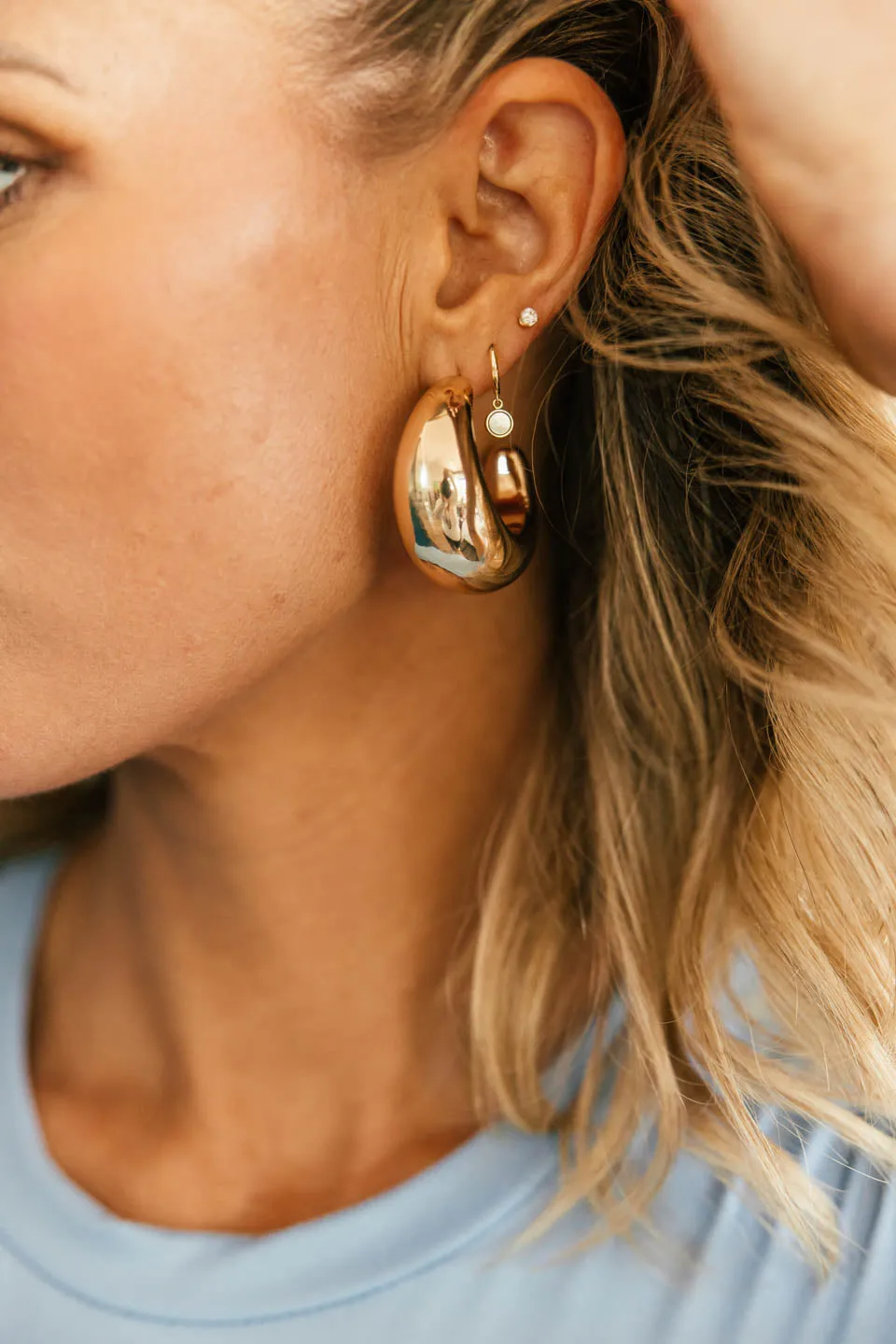 NEW!! “Riley” Gold Chunky Hoop sold by Glitzy Bella product image thumbnail 5