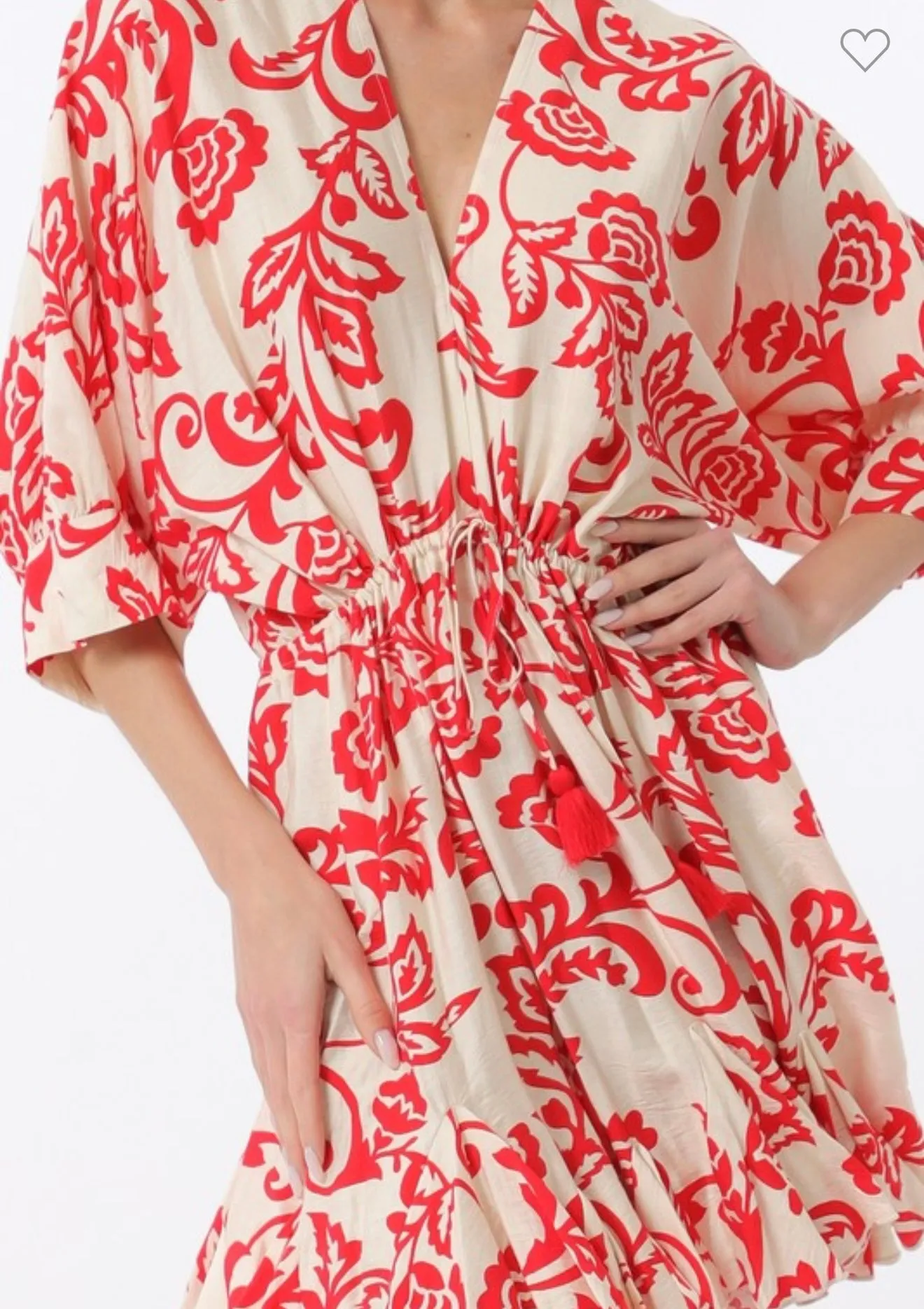 FINAL SALE!! "Coral" Floral Tassel Mini Dress sold by Glitzy Bella product image thumbnail 3
