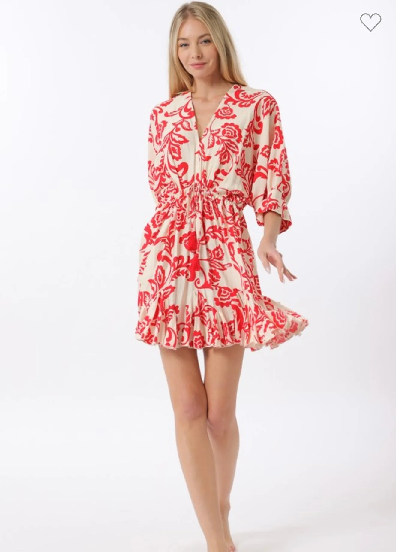 FINAL SALE!! "Coral" Floral Tassel Mini Dress sold by Glitzy Bella product image thumbnail 2