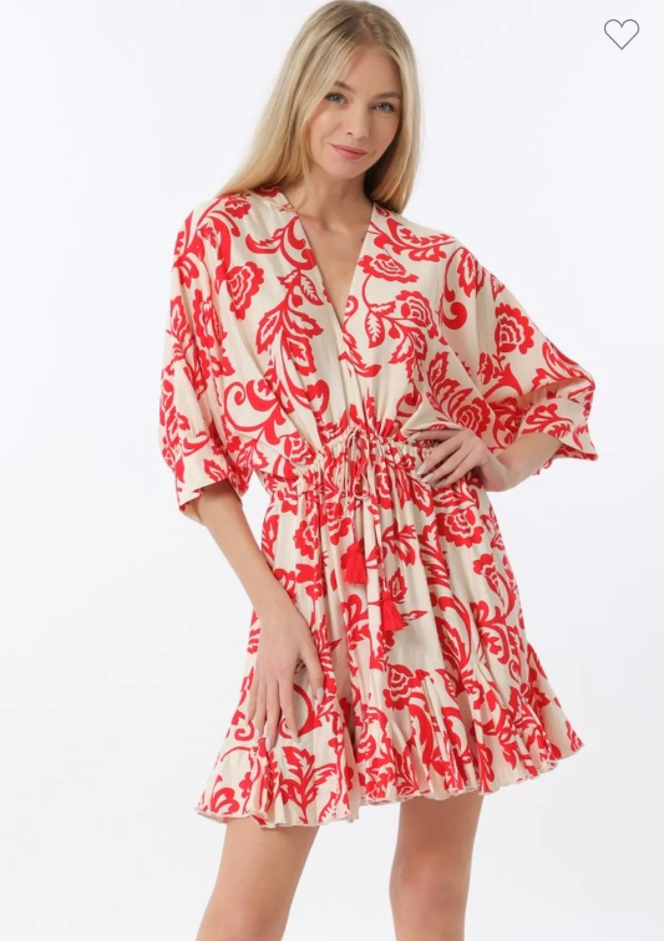 FINAL SALE!! "Coral" Floral Tassel Mini Dress sold by Glitzy Bella