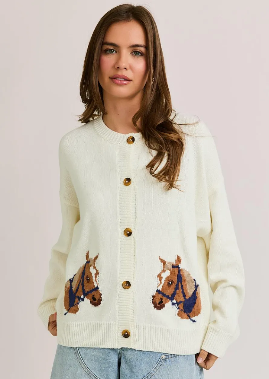NEW!! "HORSE" Graphic Long Sleeve Cardigan sold by Glitzy Bella