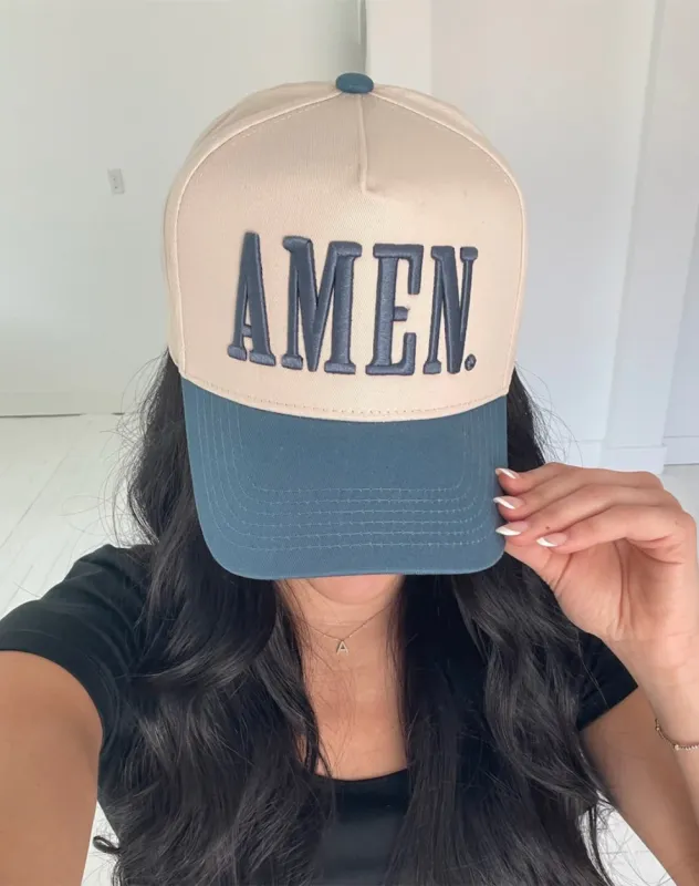 NEW!! AMEN. Slate Blue Vintage Trucker Hat sold by Glitzy Bella