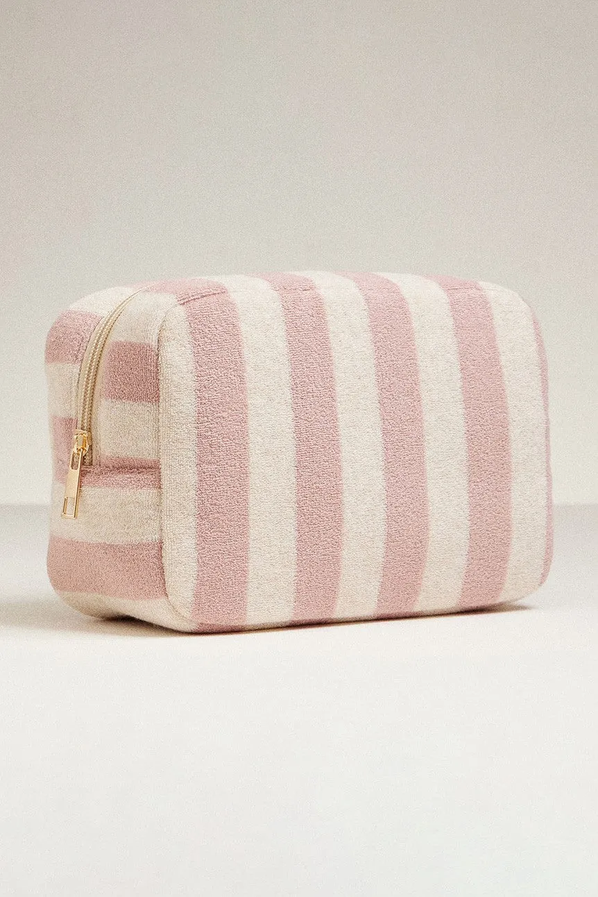 FINAL SALE!! Carmel Striped Sunscreen Pouch in Pink sold by Glitzy Bella