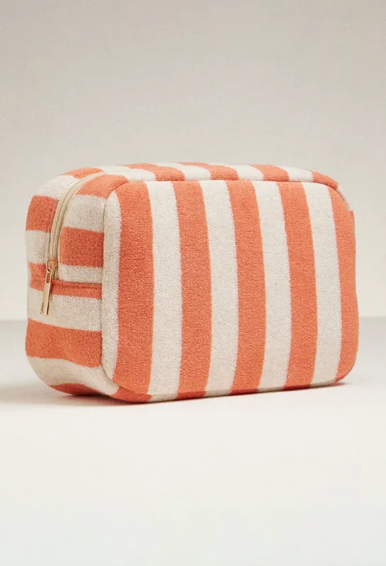 NEW!! Carmel Striped Sunscreen Pouch in Coral sold by Glitzy Bella