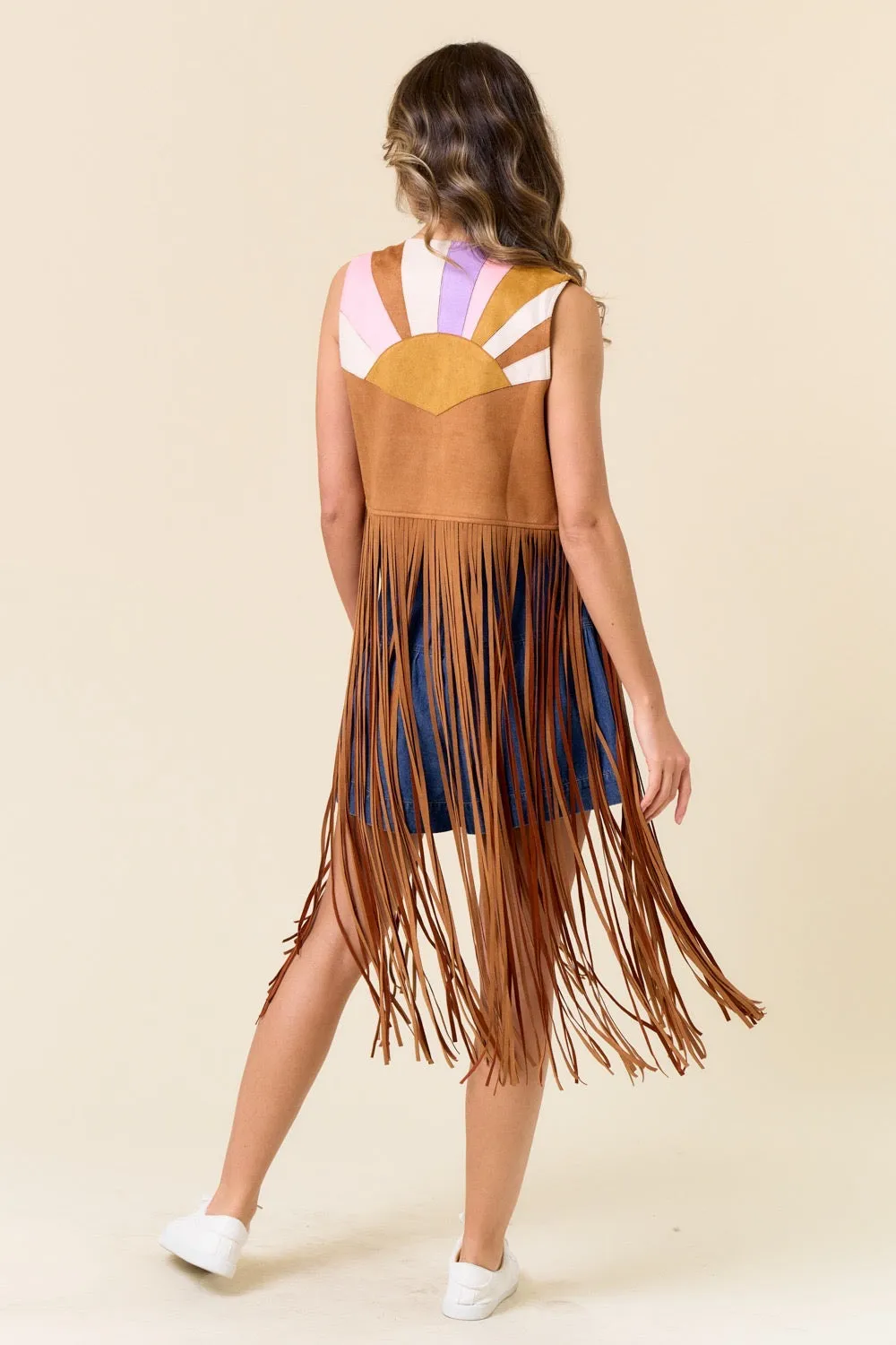 NEW!! "Fort Worth” Suede Fringe Shawl Vest sold by Glitzy Bella product image thumbnail 2