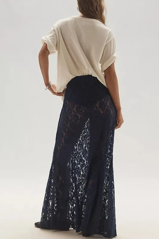 NEW!! "Trendsetter" Lace Maxi Skirt in Navy sold by Glitzy Bella product image thumbnail 2