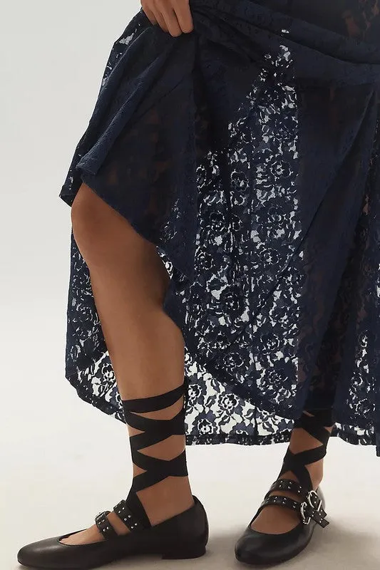 NEW!! "Trendsetter" Lace Maxi Skirt in Navy sold by Glitzy Bella product image thumbnail 3