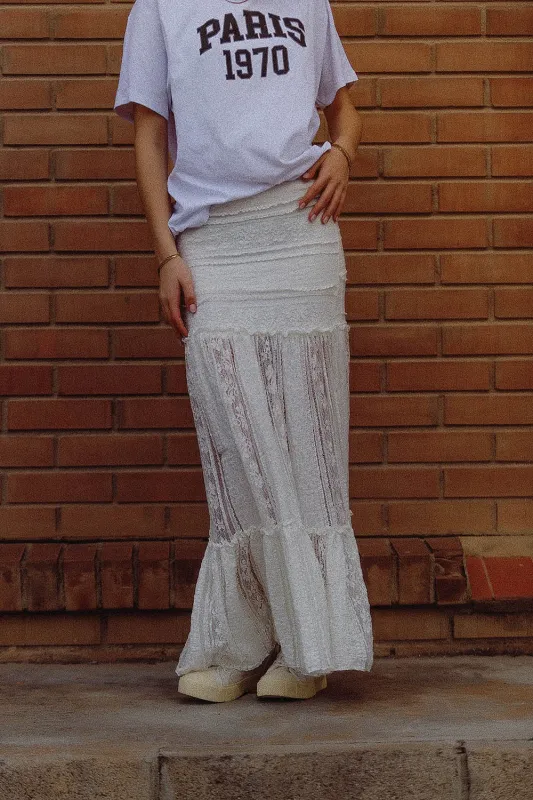 NEW!! "Ready to Go" White Lace Maxi Skirt sold by Glitzy Bella