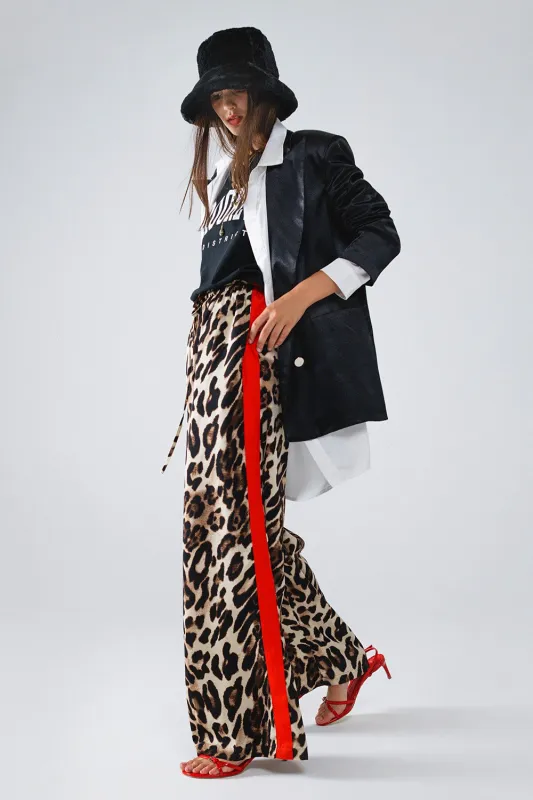 BEST SELLER!! Leopard Straight Pants With Red Stripes sold by Glitzy Bella
