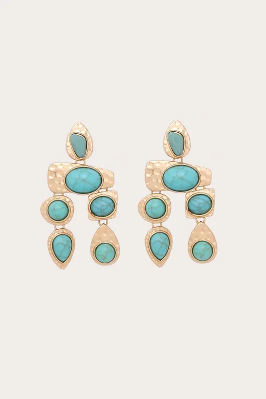 NEW!! Cascais Earrings in Turquoise w/ Gold Backing sold by Glitzy Bella