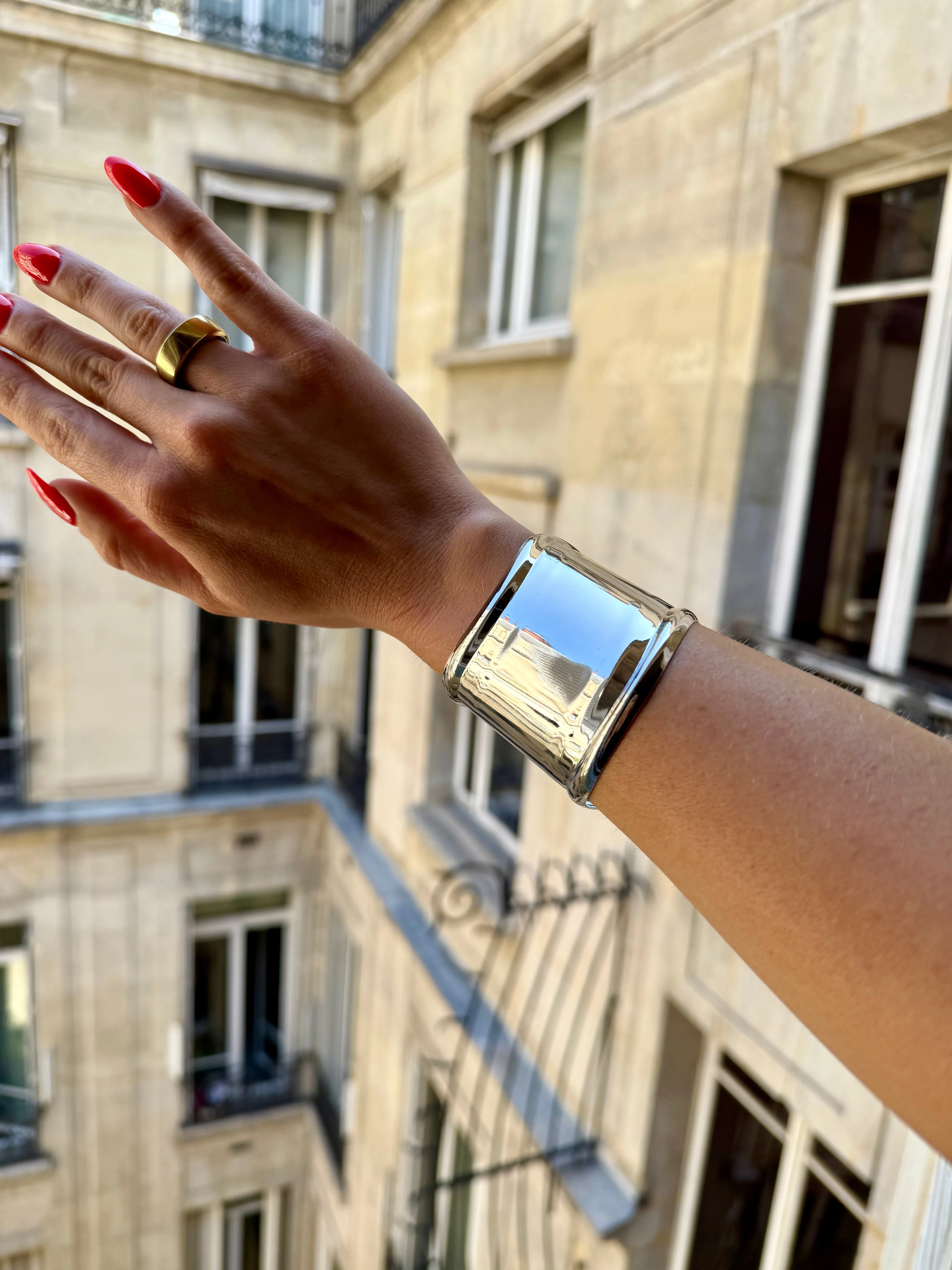 NEW!! Silver Metallic Cuff Bracelet sold by Glitzy Bella product image thumbnail 3