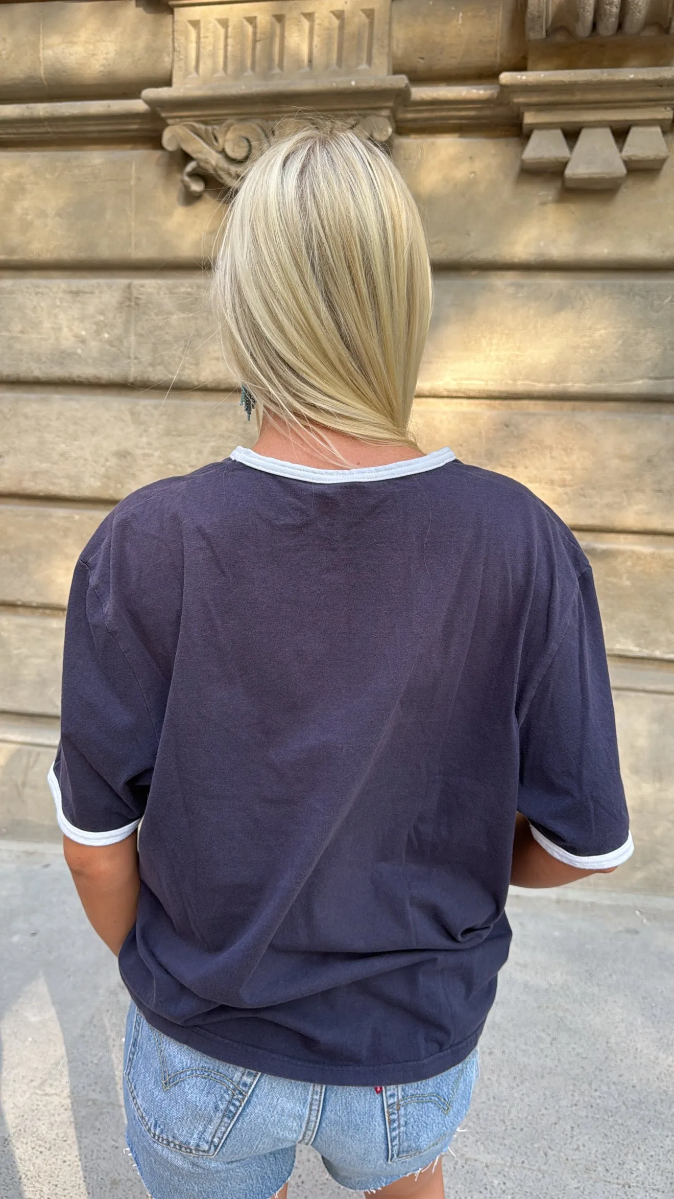 NEW!! Vintage YSL Embroidered Tee in Navy Size M/L sold by Glitzy Bella product image thumbnail 2