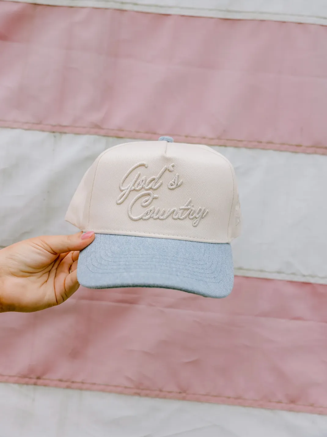 God's Country Denim Trucker Hat sold by Glitzy Bella product image thumbnail 2