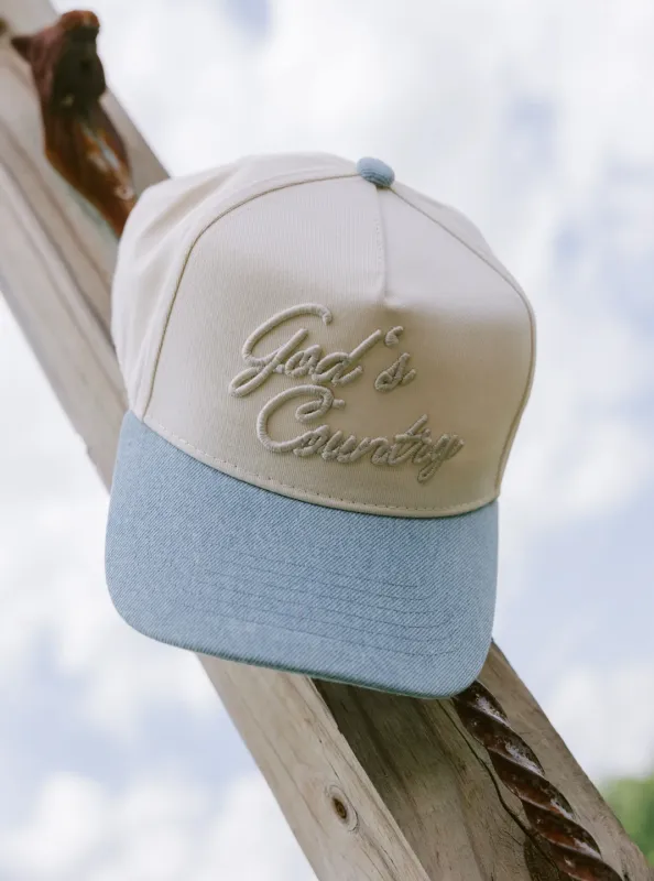 NEW!! God's Country Denim Trucker Hat sold by Glitzy Bella