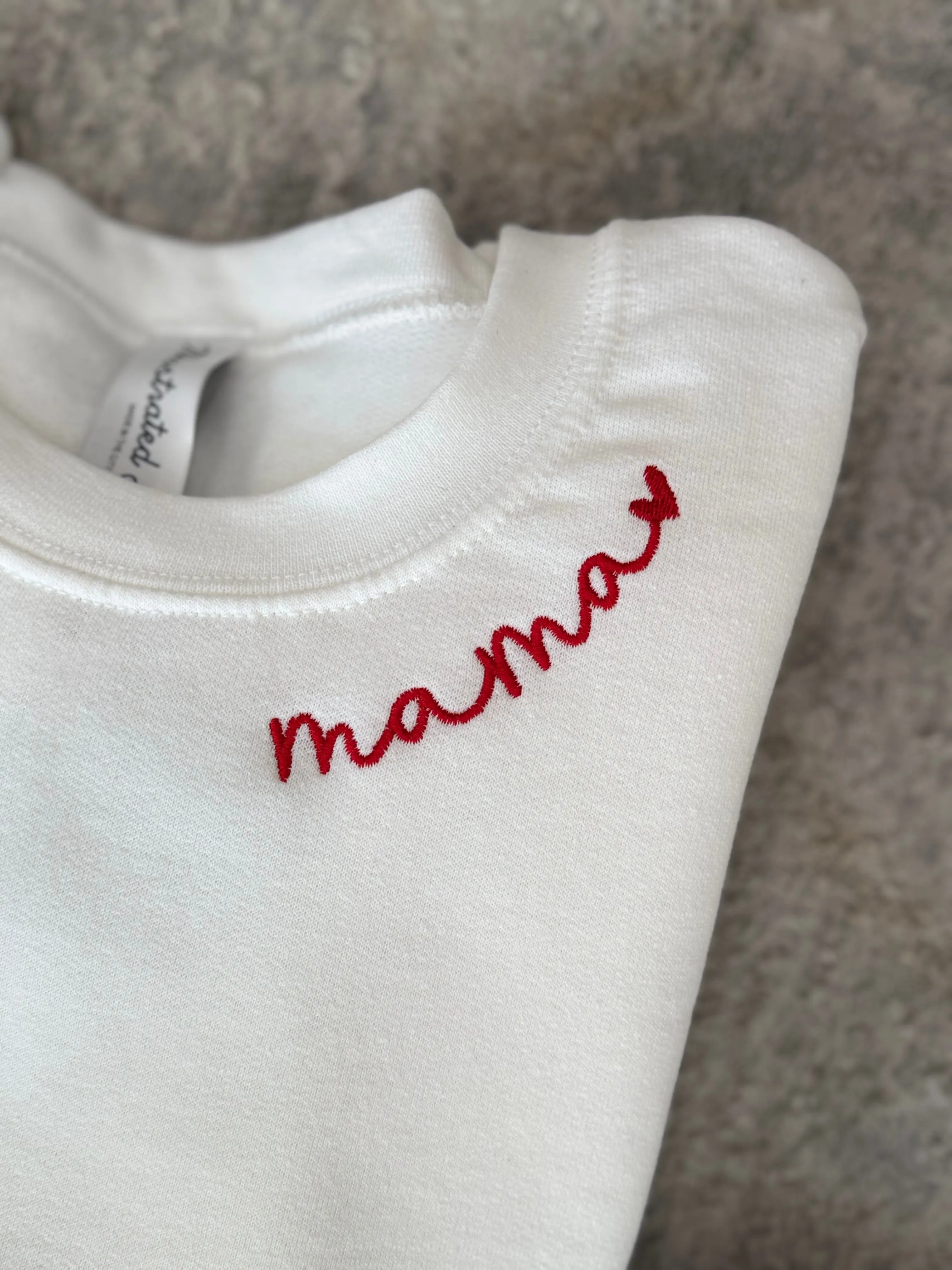 NEW!! "MAMA" Embroidered Sweatshirt in White sold by Glitzy Bella product image thumbnail 3