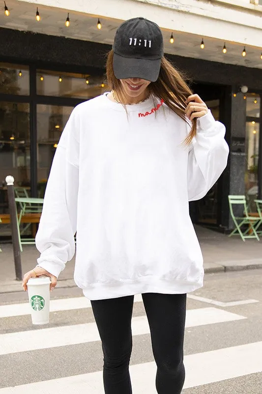 NEW!! "MAMA" Embroidered Sweatshirt in White sold by Glitzy Bella