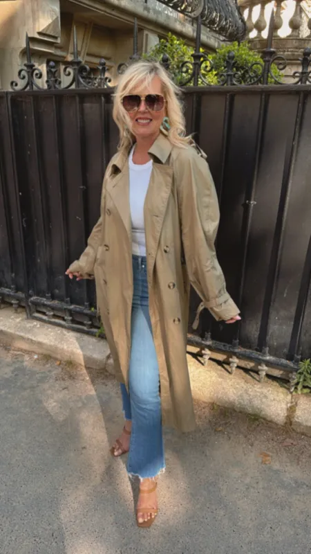 NEW!! Vintage YSL Belted Trench Coat Size XL/2XL made by Glitzy Bella