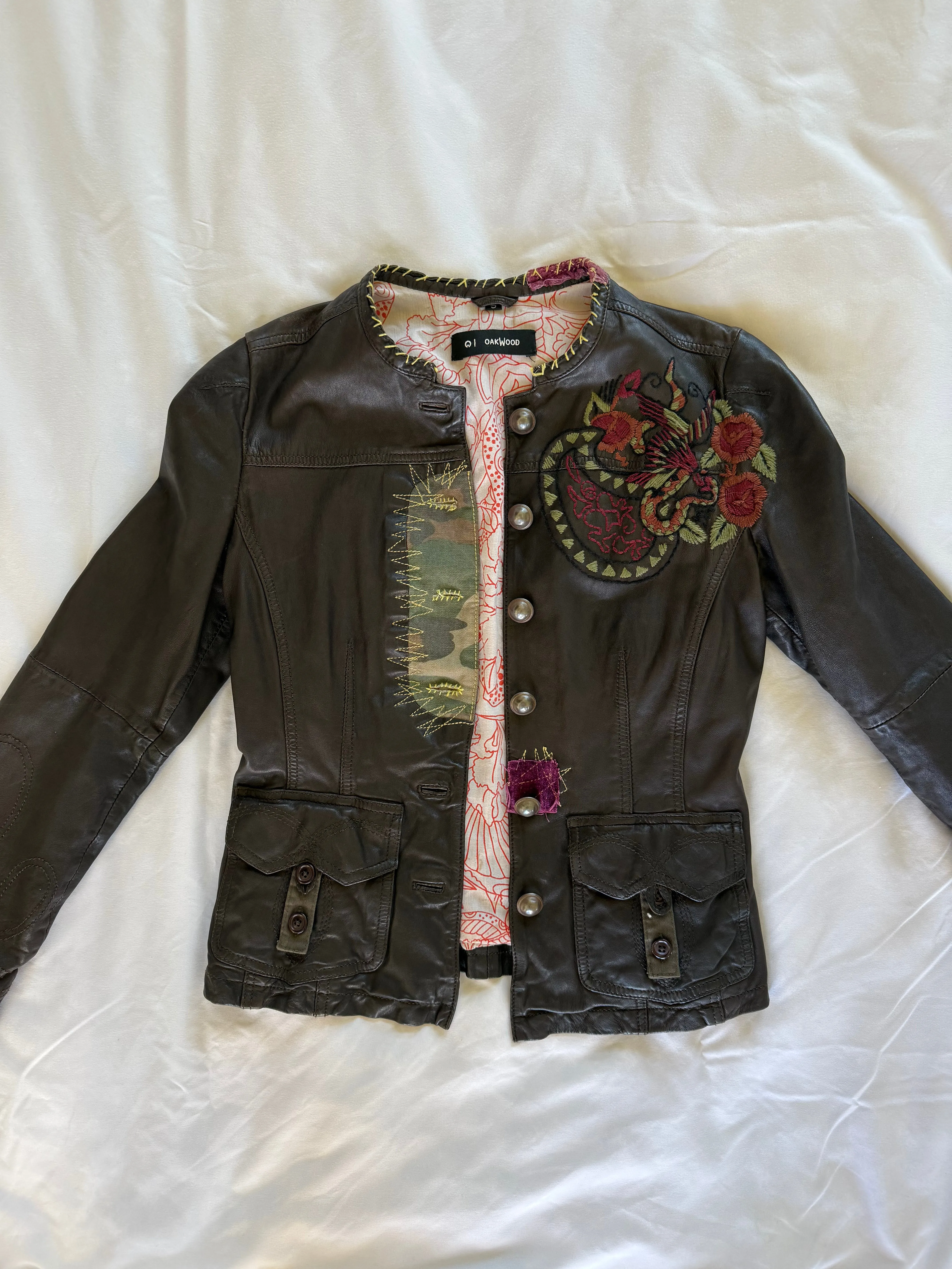 NEW!! Vintage Brown Leather Embroidered Jacket - Size Small sold by Glitzy Bella product image thumbnail 2