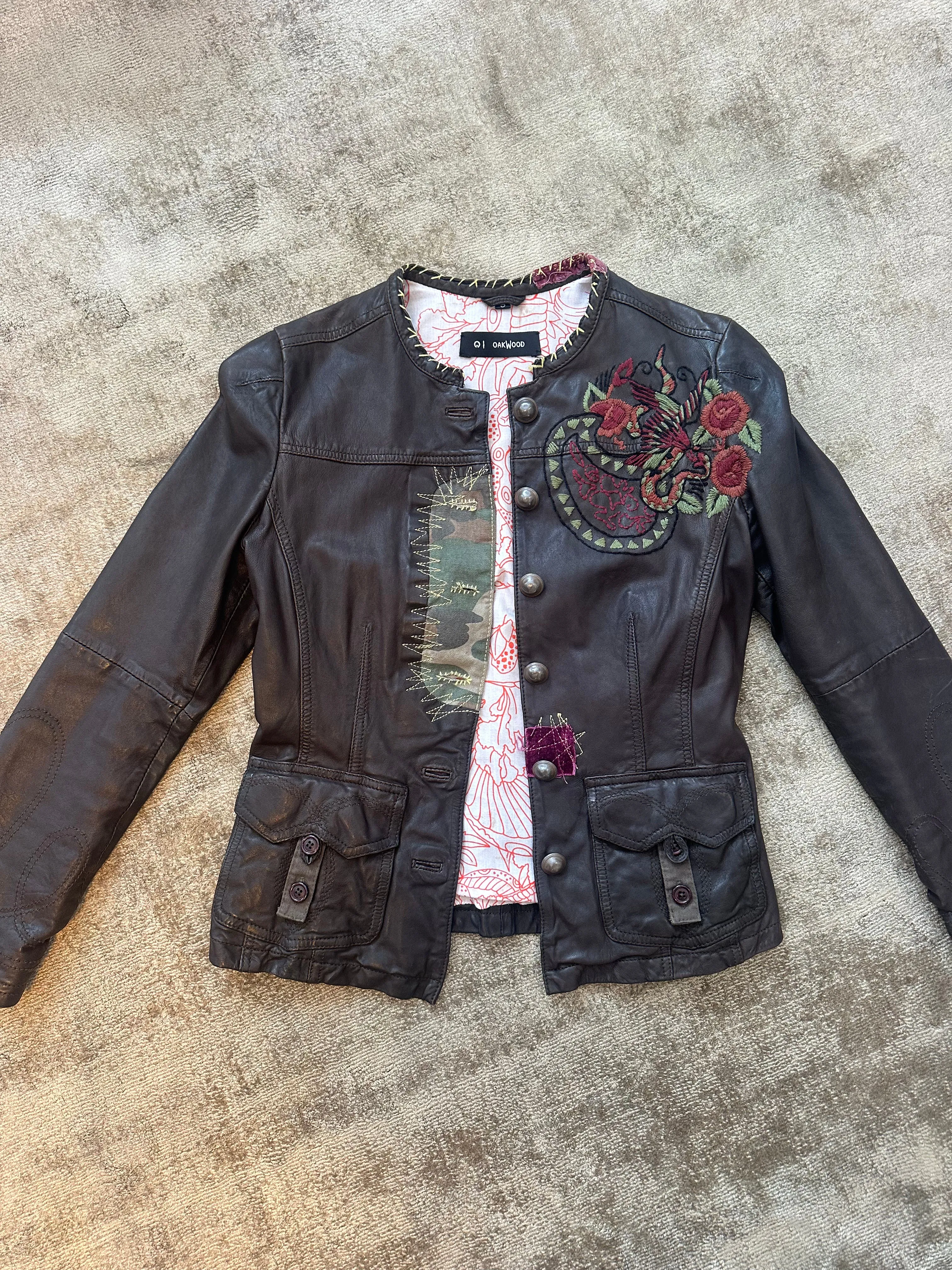 NEW!! Vintage Brown Leather Embroidered Jacket - Size Small sold by Glitzy Bella product image thumbnail 4