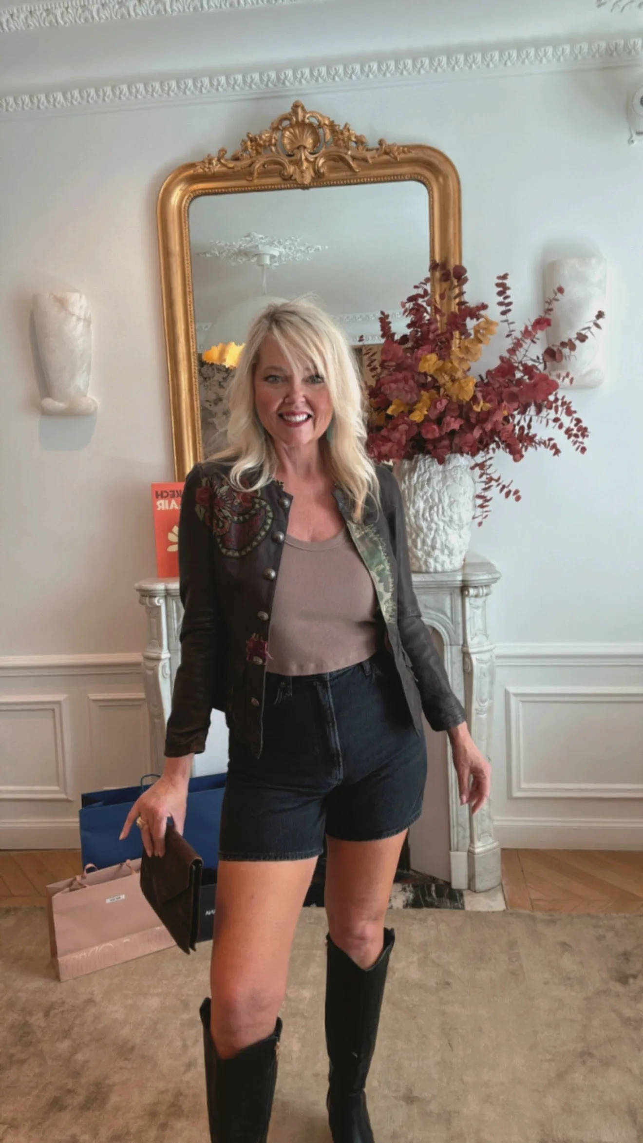 NEW!! Vintage Brown Leather Embroidered Jacket - Size Small sold by Glitzy Bella