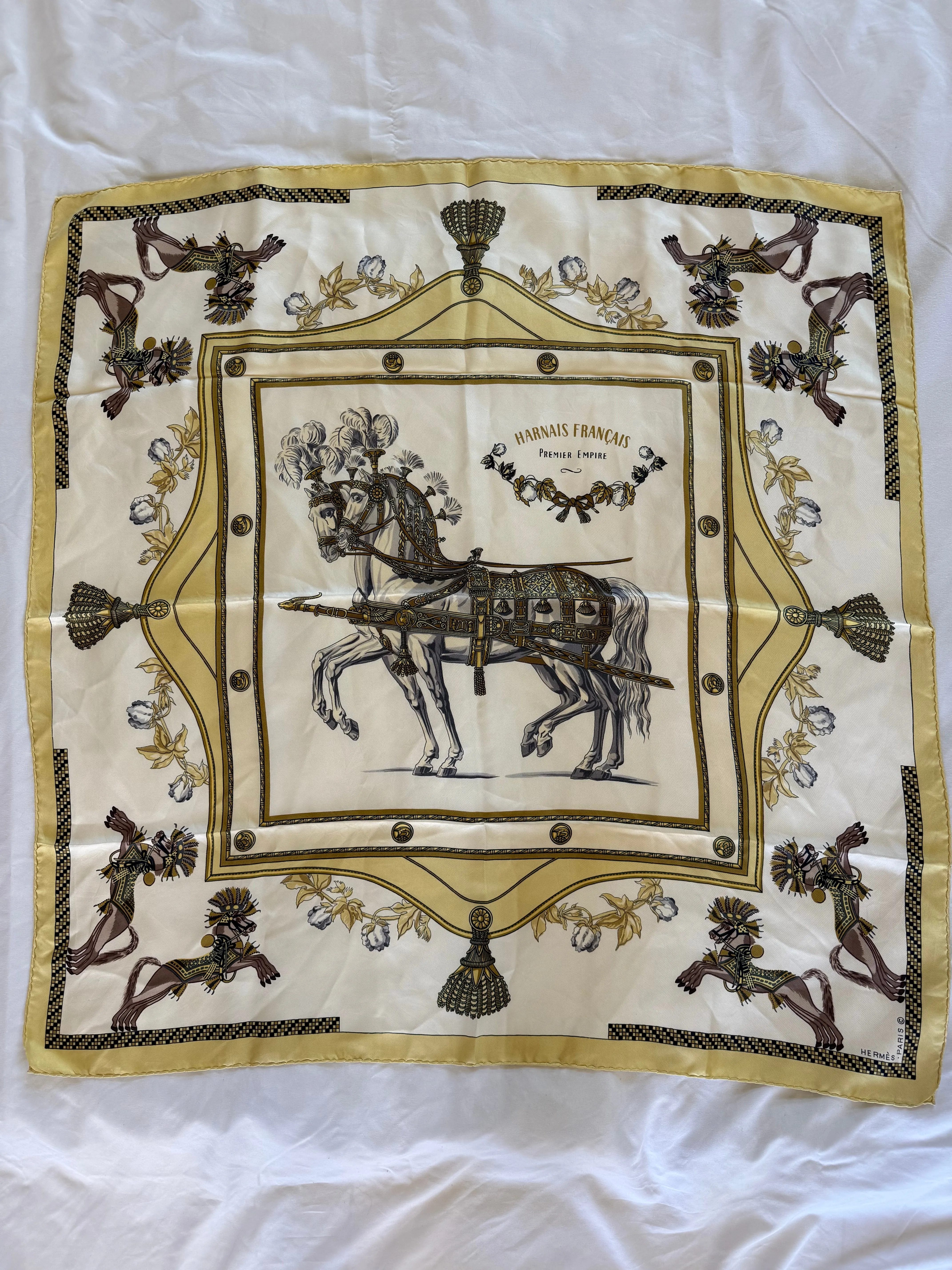 NEW!! Vintage Hermes 90cm Scarf with Horses sold by Glitzy Bella