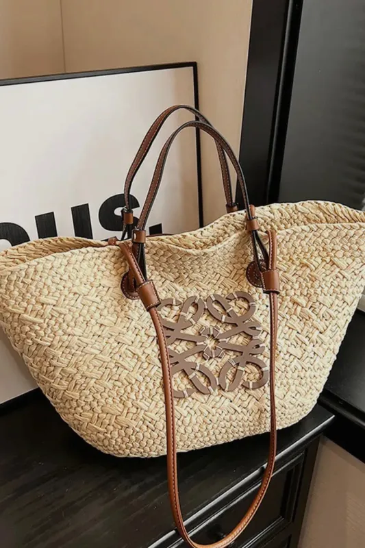 NEW!! The Icon Straw Beach Bag sold by Glitzy Bella