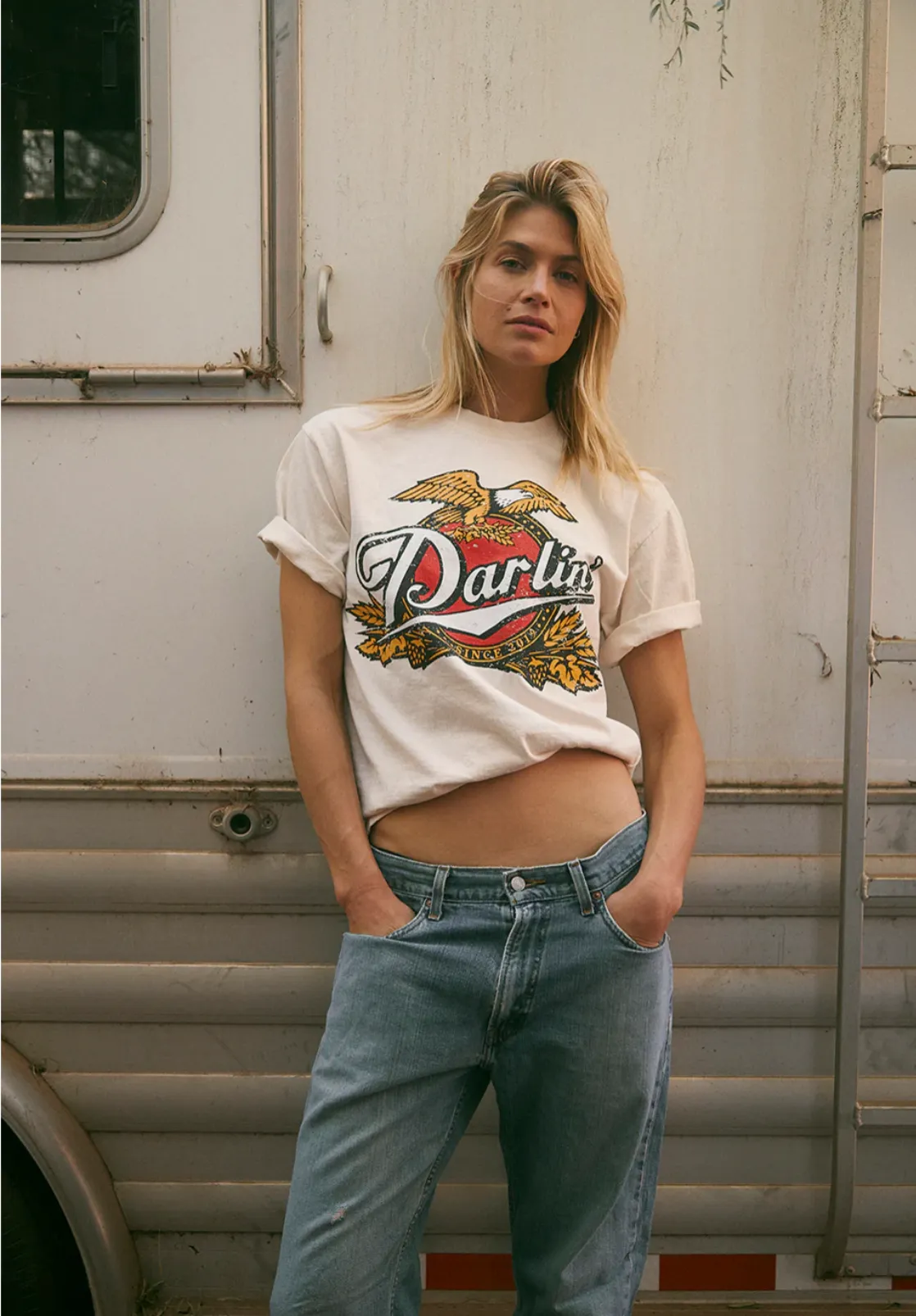 NEW!! Darlin Short Sleeve Graphic Tee in Creme sold by Glitzy Bella product image thumbnail 3