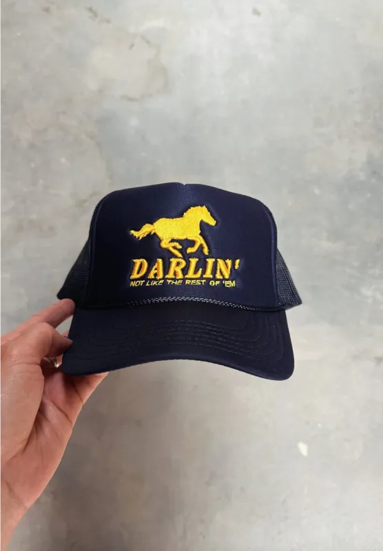 NEW!! Darlin Navy Trucker Hat sold by Glitzy Bella