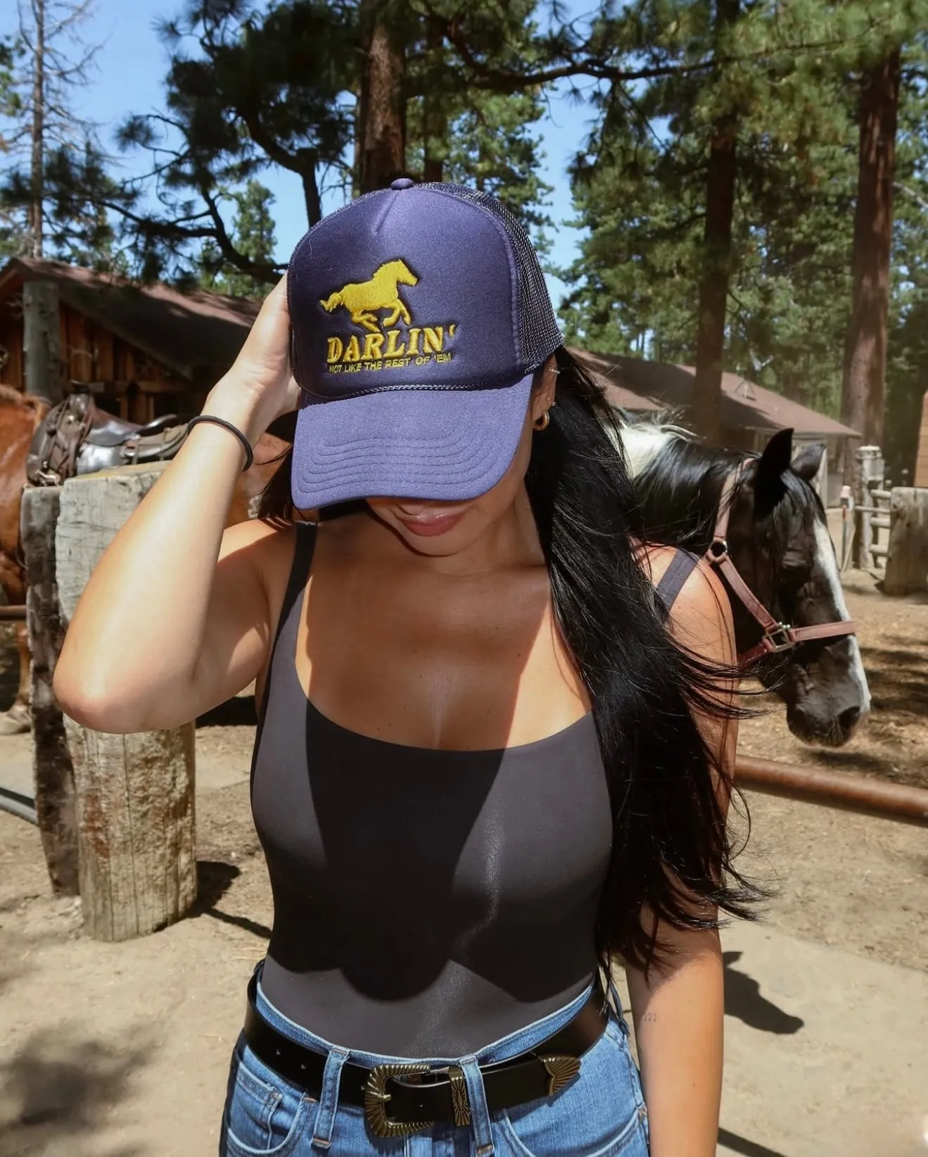 NEW!! Darlin Navy Trucker Hat sold by Glitzy Bella product image thumbnail 2