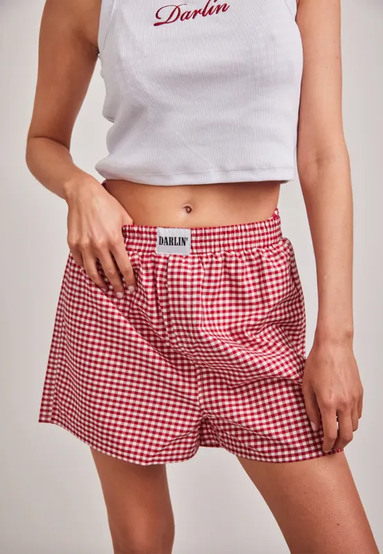 NEW!! The Tomboy Gingham Shorts in Red sold by Glitzy Bella