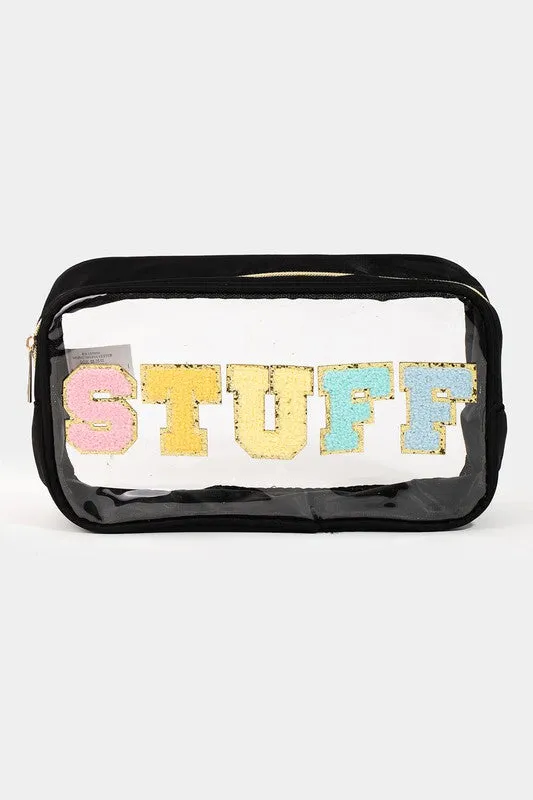 NEW!! “Stuff” Clear Bag in Black sold by Glitzy Bella