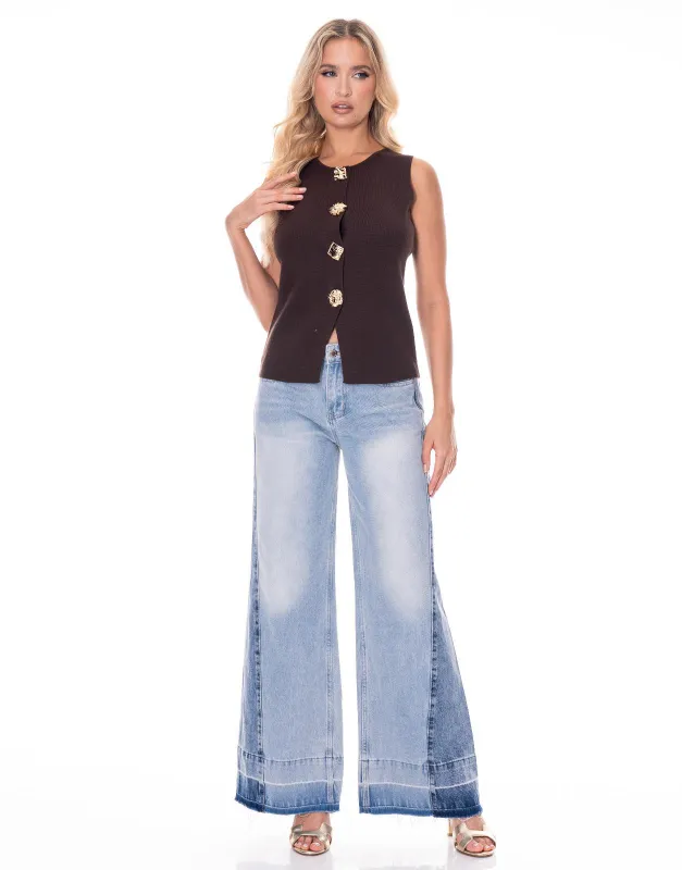 FINAL SALE!! "Tyra" Knit Vest Top in Brown sold by Glitzy Bella