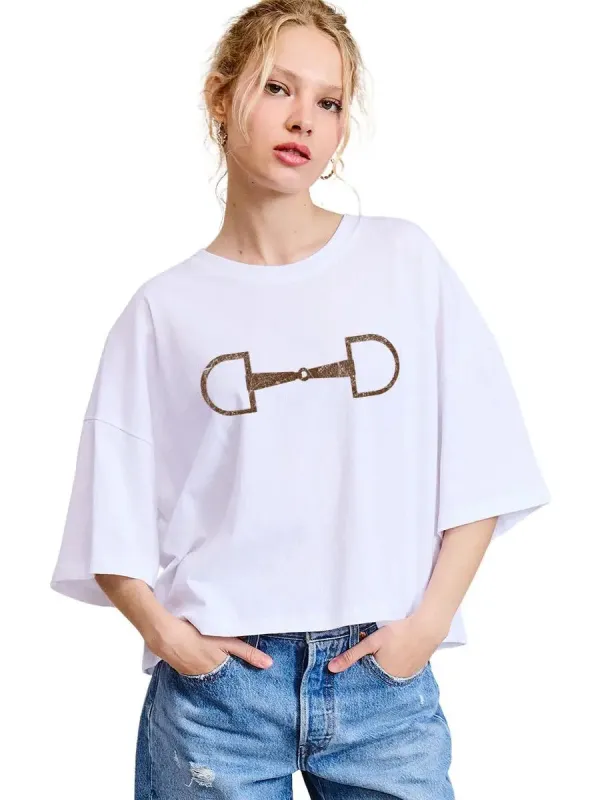 NEW!! Horse Bit Graphic Tee in White sold by Glitzy Bella