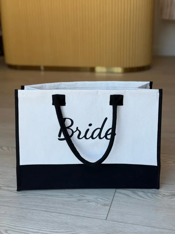 FINAL SALE!! Bride Tote Bag in Black and White sold by Glitzy Bella